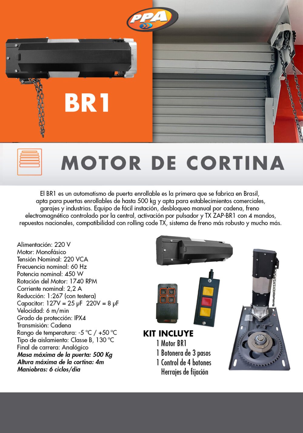 BR1 500 MOTOR DE CORTINA ENROLLABLE - Imagen 2